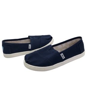 TOMS Youth Classic Alpargata Blue Slip On Canvas Flat Shoes Size 6Y (W/7.5)